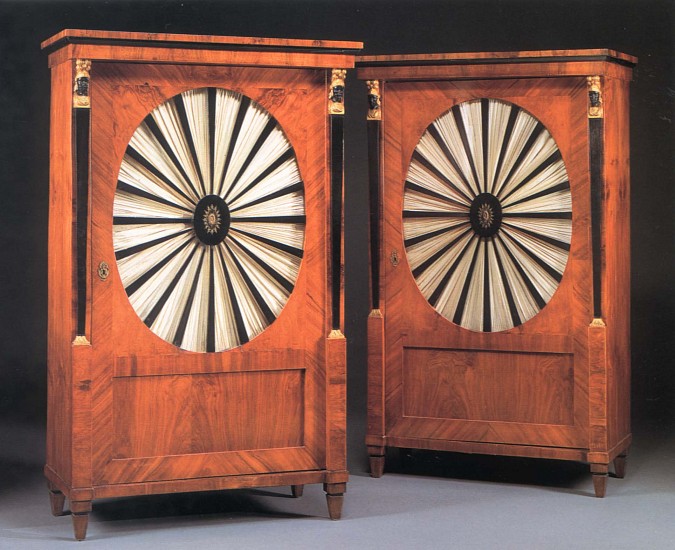 19th-Century AUSTRIAN, Pair of Biedermeier Gilt-Metal-Mounted Black Walnut, Ebonized and Parcel Gilt Cabinets
1800-1825, Mixed woods