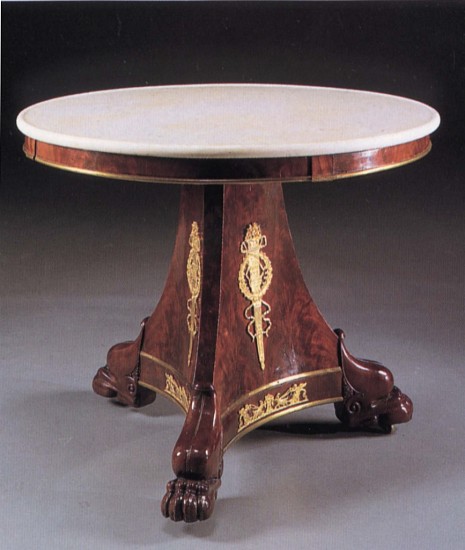 19th-Century FRENCH, Late Empire Ormolu-Mounted Mahogany Center Table
1810-1815, Mahogany